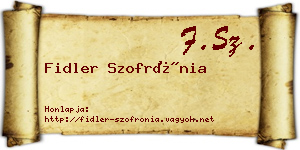 Fidler Szofrónia névjegykártya